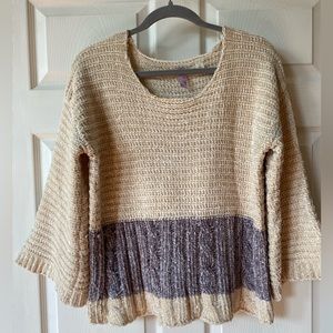 Alya Cream and Grey Color Block Chenille Knit